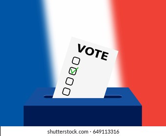 French Editable voting box and flag. France Federal Election. vote ballot over the France national flag for the upcoming election.