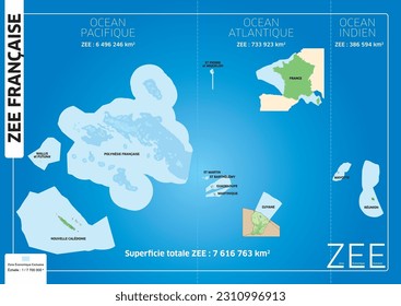 French EEZ Map - French Exclusive Economic Zone