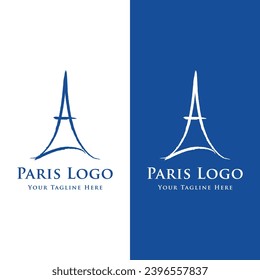 French eiffel tower building and high tower Logo design.With editable vector illustration.