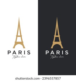 French eiffel tower building and high tower Logo design.With editable vector illustration.