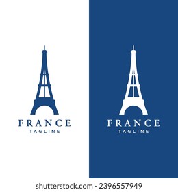 French eiffel tower building and high tower Logo design.With editable vector illustration.
