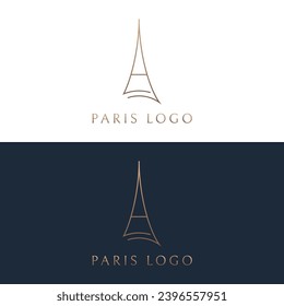 Edificio francés de torre eiffel y diseño de logotipo de torre alta.Con ilustración de vector editable.