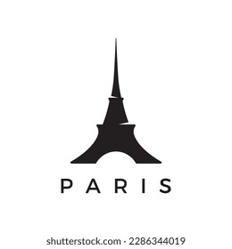 Edificio francés de torre eiffel Diseño de logotipo y torre alta.Con ediciones de ilustración vectorial.