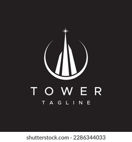 French eiffel tower building Logo Design and high tower.With vector illustration edits.
