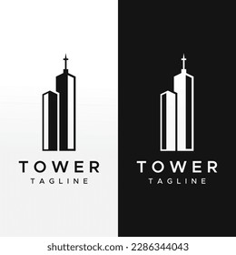 French eiffel tower building Logo Design and high tower.With vector illustration edits.