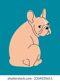 French or English Bulldog puppy. Cute puppy. Cartoon style. Hand drawn trendy Vector illustration. Logo, print, poster template