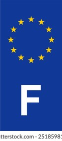 Französisches Euroband auf EU-Kennzeichen: Ein Symbol der in der Europäischen Union zugelassenen französischen Fahrzeuge