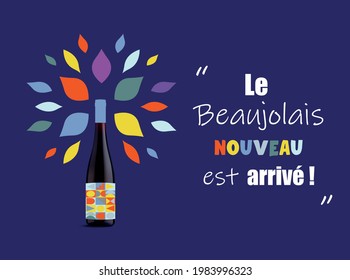 concepto de festival francés para la nueva cosecha de Beaujolais, vino francés "Beaujolais new or Beaujolais nouveau, en vector	