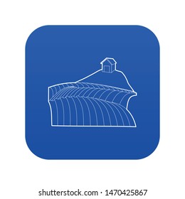 French field icon blue vector isolated on white background
