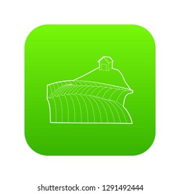 French field icon green vector isolated on white background