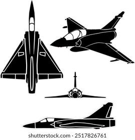 French fighter jet airplane vector set 