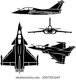 Französischer Kampfjet-Vektorsatz mit Umriss