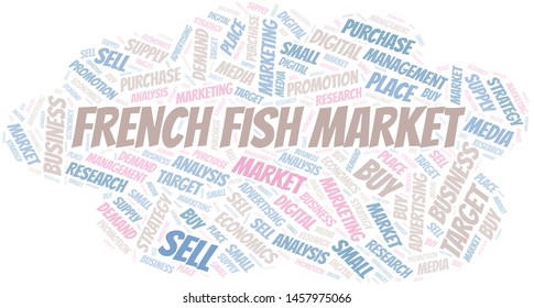 French Fish Market word cloud. Vector made with text only