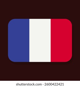 French flag with a 2 by 3 ratio and rounded corners. The national flag of France. Flat style vector illustration
