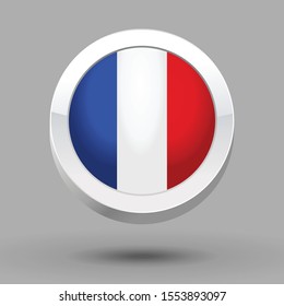 French Flag In 3D Circle Frame, Can Be Used For Independence Day Or Any Other Events