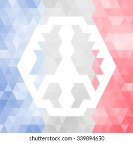French flag abstract geometric background with peace symbol. Pray for Paris 13 November 2015. Pray for victims. Peace. No war.