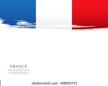 French flag. Brush stroke background