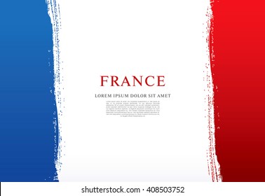 French Flag. Brush Stroke Background