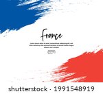 French flag with brush stroke effect and text