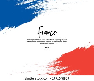 French flag with brush stroke effect and text