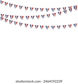 French flag buntings garlands isolated on grey background.