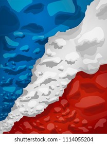 French flag of clouds of smoke, vector illustration