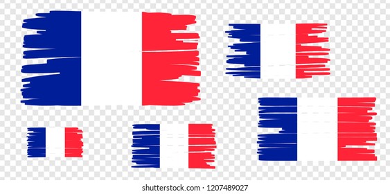 French Flag with colored hand drawn lines. Vector illustration
