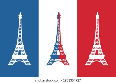 French flag Eiffel Tower. France icon 