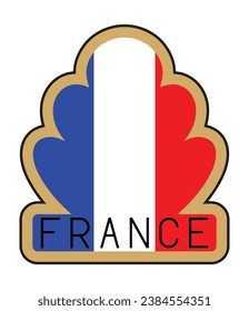 French flag emblem with gold frame over white background