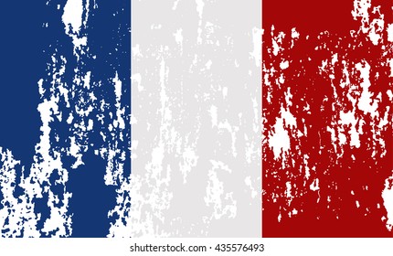 French flag with grunge effect. Vector image