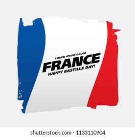 French flag. Happy Bastille Day. 14 th of July. Vector illustration