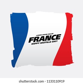 French flag. Happy Bastille Day. 14 th of July. Vector illustration