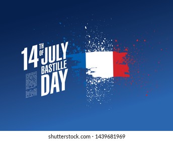 French flag. Happy Bastille Day. 14 th of July. Vector illustration