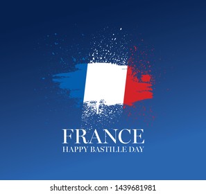 French flag. Happy Bastille Day. 14 th of July. Vector illustration