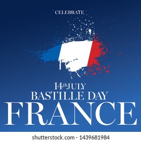 French flag. Happy Bastille Day. 14 th of July. Vector illustration