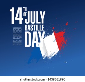 French flag. Happy Bastille Day. 14 th of July. Vector illustration