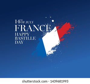 French flag. Happy Bastille Day. 14 th of July. Vector illustration