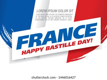 French flag. Happy Bastille Day. 14 th of July. Vector illustration