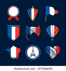 french flag heart balloon shield