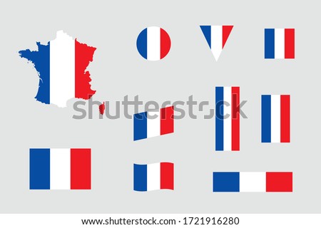 French Flag Icon Different Shapes Italy Map Vector Set