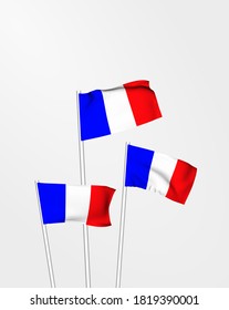 Bandera francesa para el día de la independencia. Masa ondulado 3D y tejido ondulante en el viento