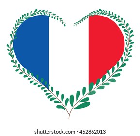 french flag in leaf and flower crown vector