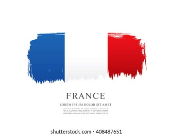 French flag made in brush stroke background