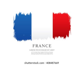 French flag made in brush stroke background