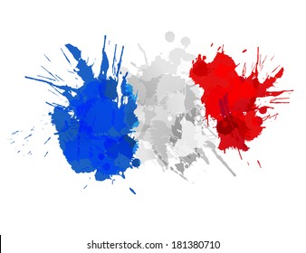 French flag made of colorful splashes