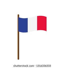 French Flag On A Wooden Stick