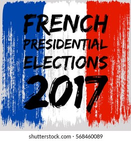 French flag paint brush strokes, presidential elections