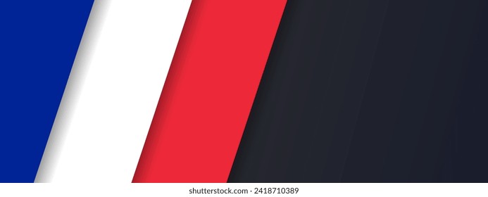 French flag papercut background, banner, wallpaper for text. France patriotic template web layout 