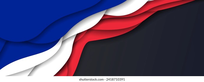 French flag papercut background, banner, wallpaper for text. France patriotic template web layout 