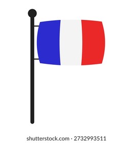 Französische Flagge mit einem Pfosten, der als Vektor dargestellt ist